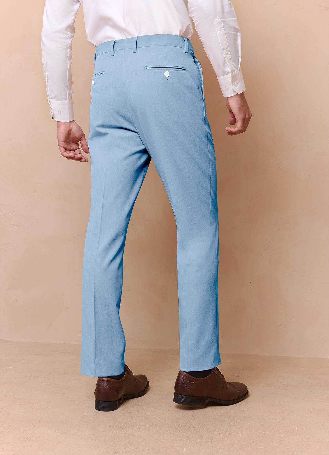 front James Sky Blue Structured Stretch Dress Pants