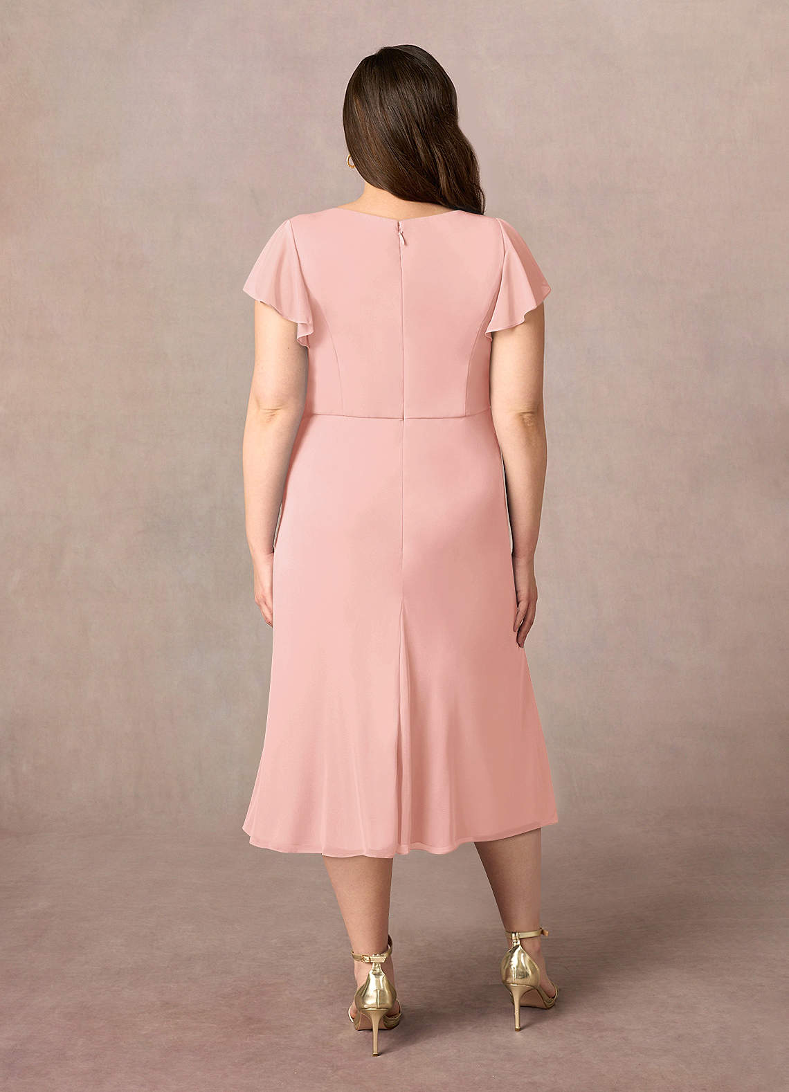 Pink Mother Of The Bride Dresses A-Line V-Neck Sleeveless Midi Tulle Rosette Mother Of The Bride Dress