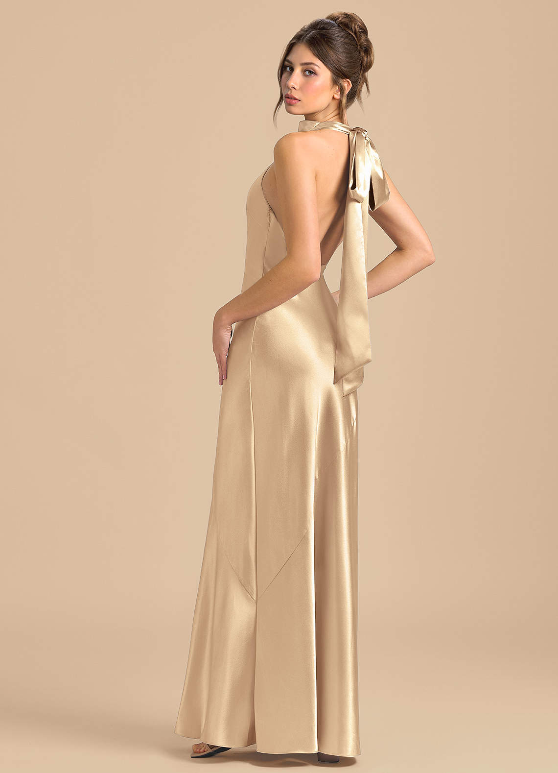 slim fit dress slacks Shona Joy - La Lune Lace Back Maxi Dress - Gold