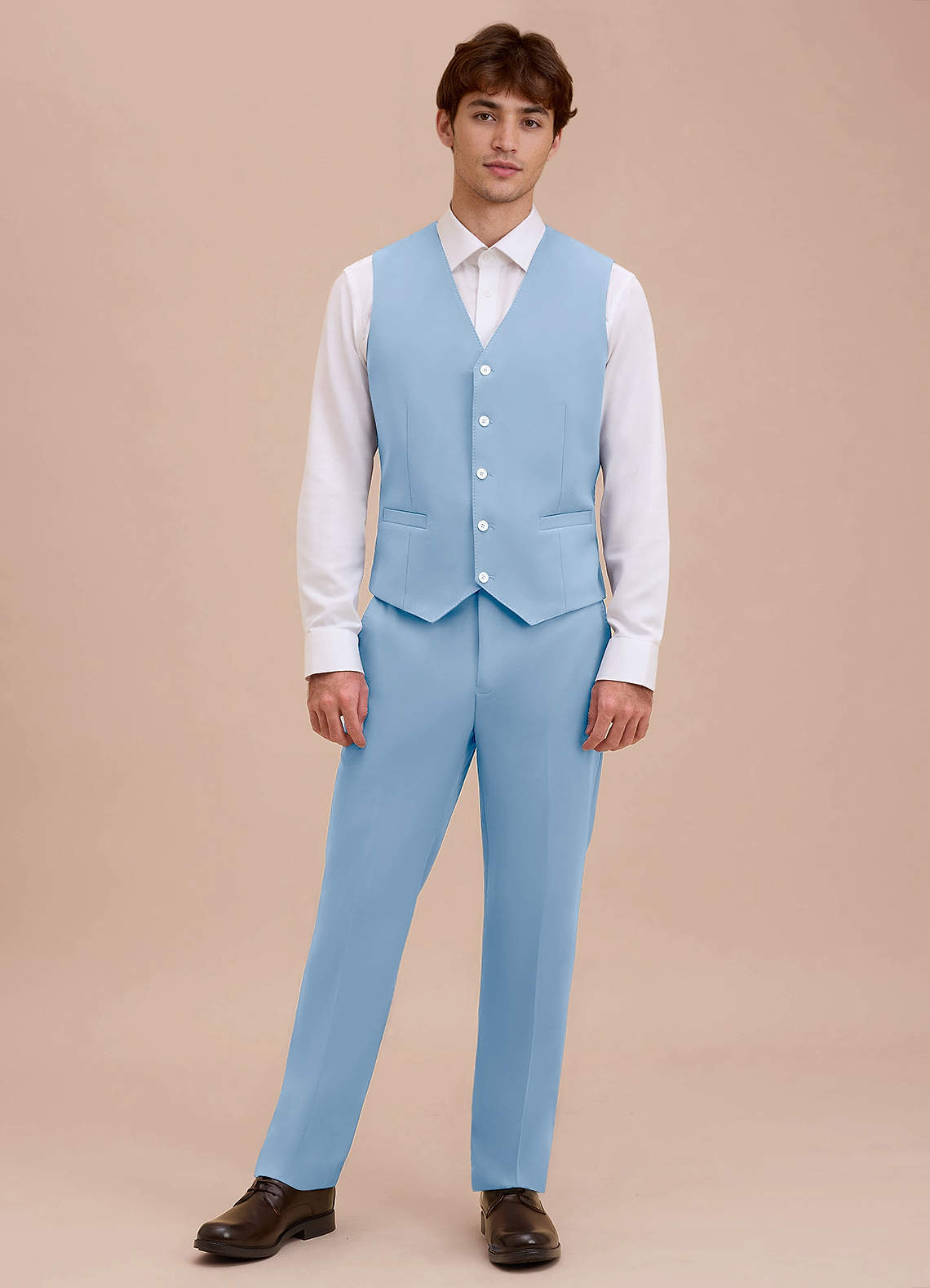 front Ethan Sky Blue Refined Weave Suit Vest