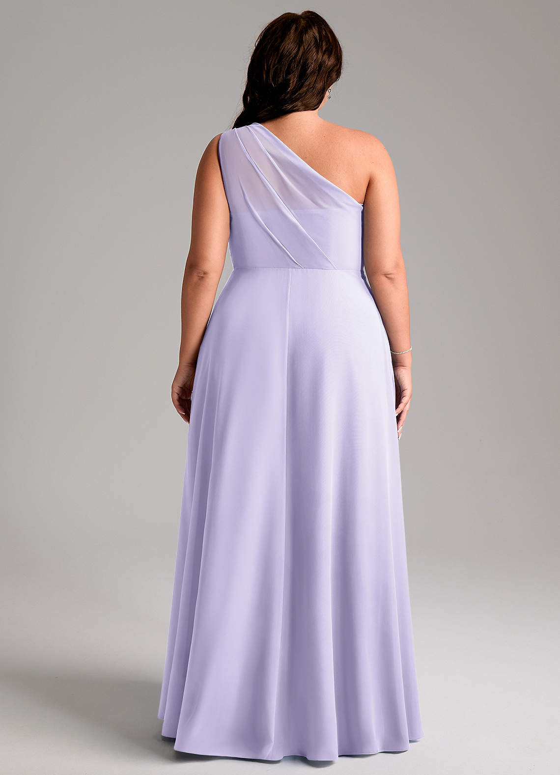Azazie Phaedra Bridesmaid Dresses Lilac A-Line One Shoulder Chiffon Dress image7