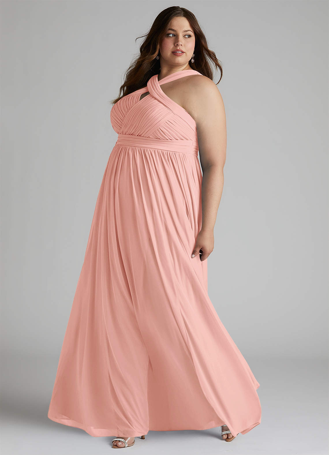 long mesh pleated tank bridesmaid dress Pleated Chiffon A-Line Sleeveless Bridesmaid Dress