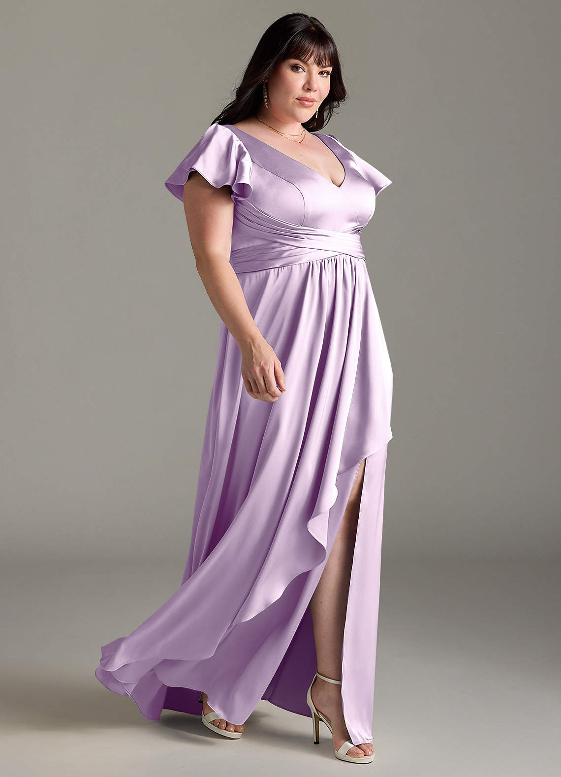 frosted lilac bridesmaid dresses Azazie Elle