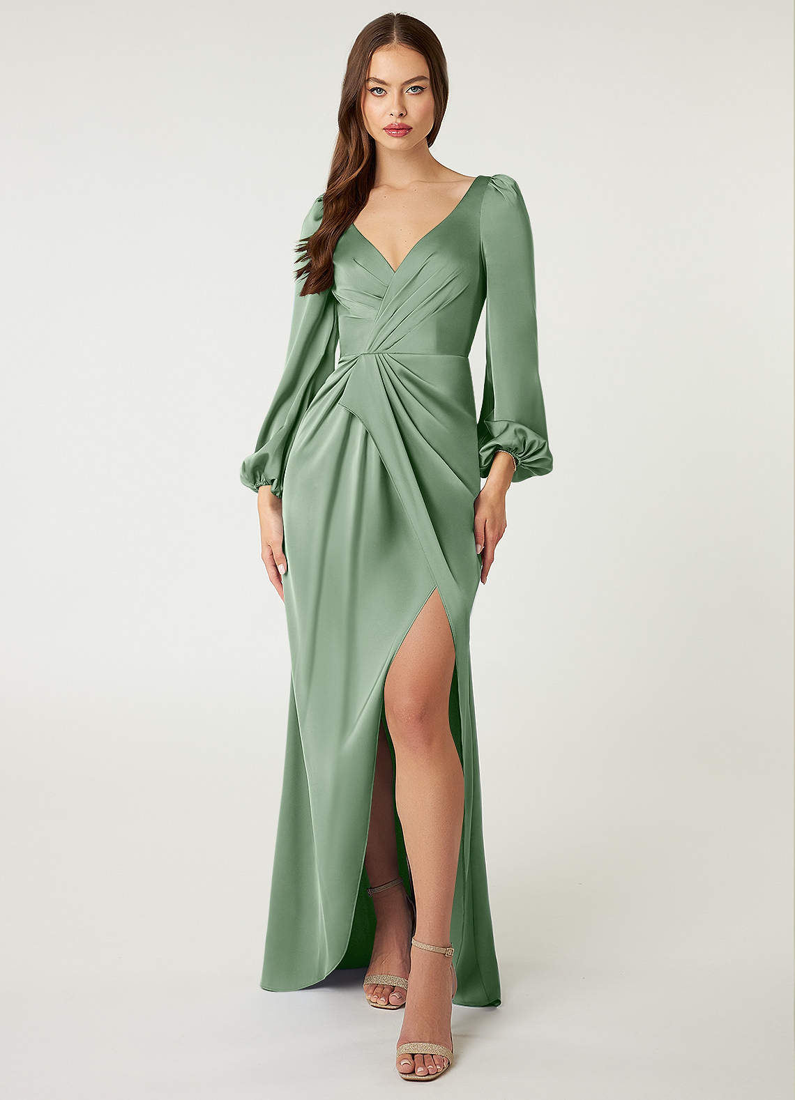knee length dresses for ladies Avery Long Sleeve Maxi Dress / Sage | Meshki main image 1
