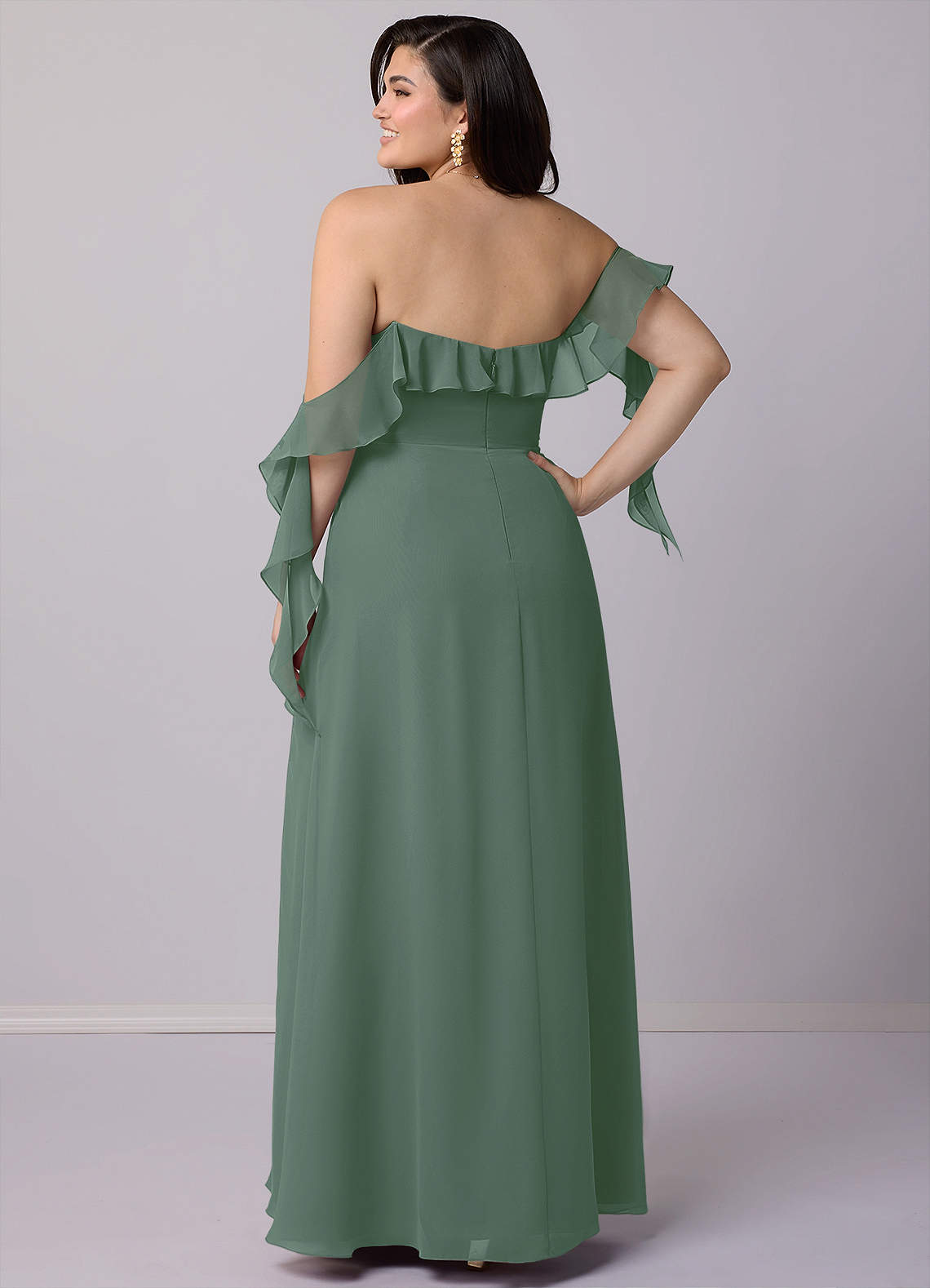 Barbie ♥ Azazie Bridesmaid Dresses A-Line Off the Shoulder Chiffon Floor-Length Dress image11
