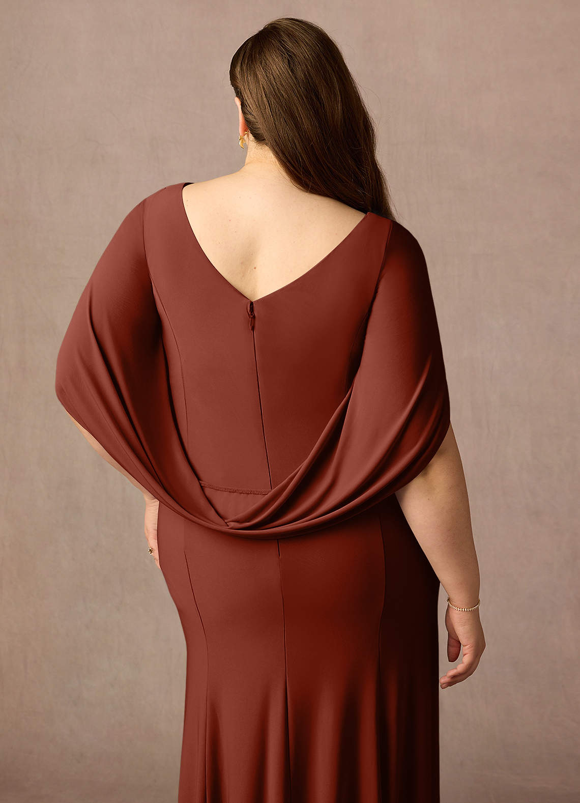 Azazie Bellona Terracotta Sheath Boatneck Luxe Knit Dress