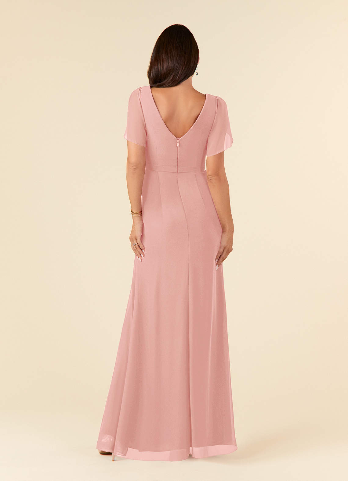 Azazie Marianne Mother of the Bride Dresses Rosette Sheath V-Neck Pleated Chiffon Dress image1