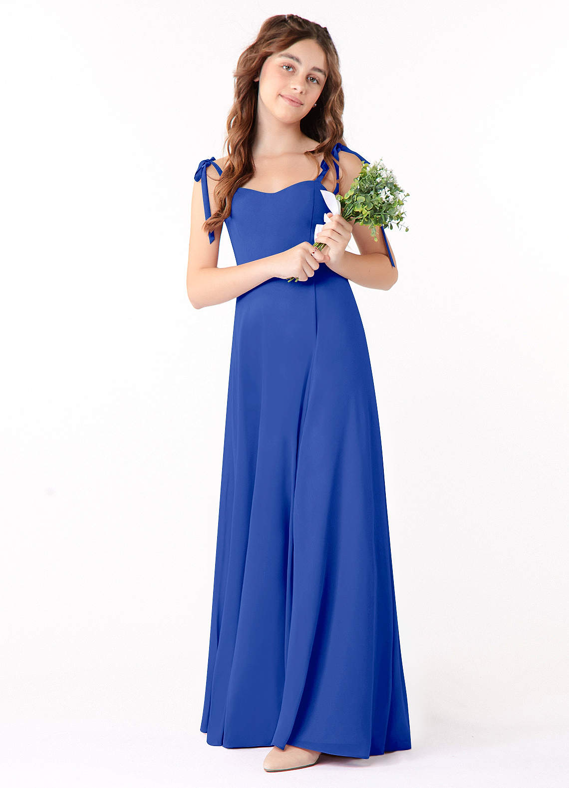 Azazie Rosey Junior Royal Blue A-Line Sweetheart Neckline Chiffon Dress image1