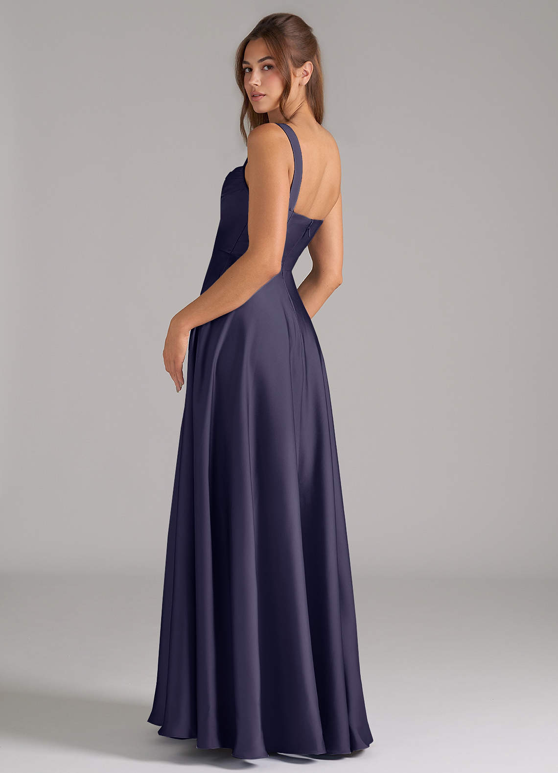 Azazie Shaude Bridesmaid Dresses Stormy A-Line Pleated Stretch Satin Dress image6