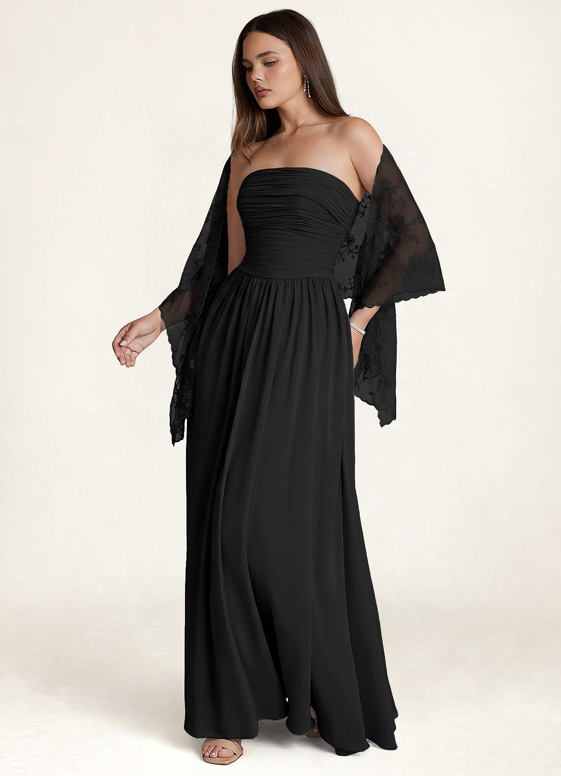 front Azazie Kirjailtu kukkakuvioinen pitsihuivi