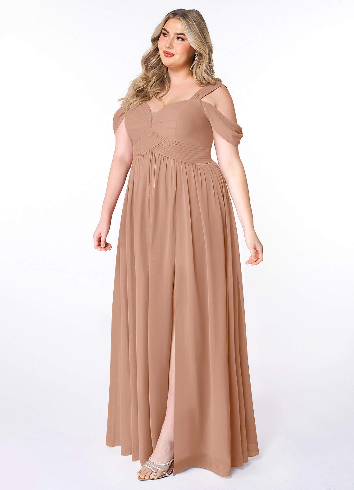 Azazie Lianne Champagne Rose Chiffon Bridesmaid Dresses | Azazie