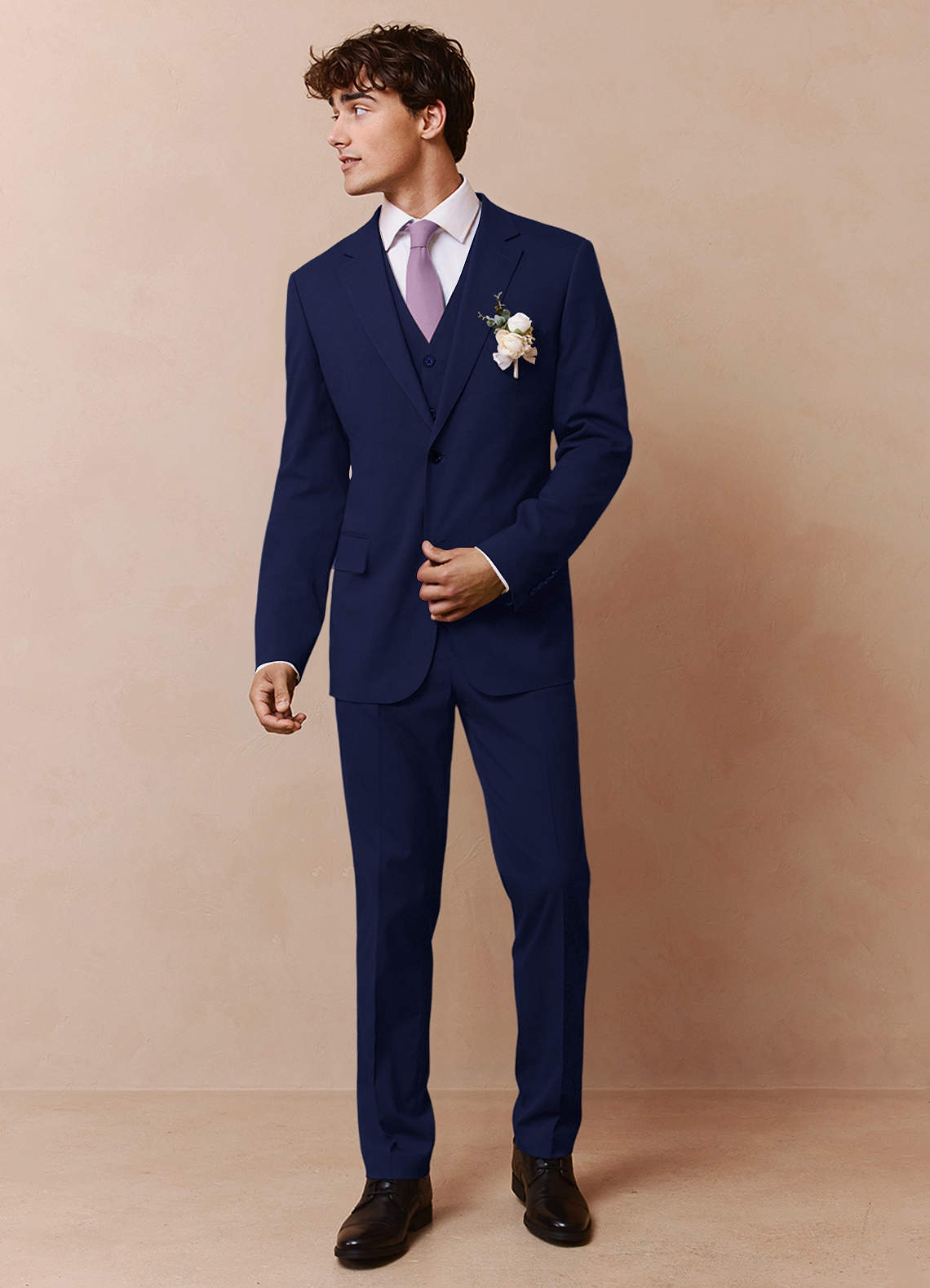 front Savile Blue Wool Blend 3-Piece Suit