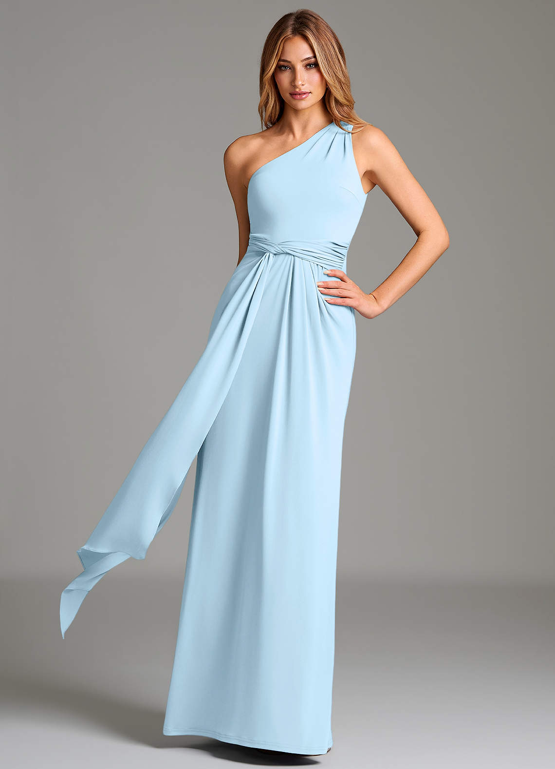 jersey a line bridesmaid dress Jersey A-Line Bridesmaid Dress with Knot Detail