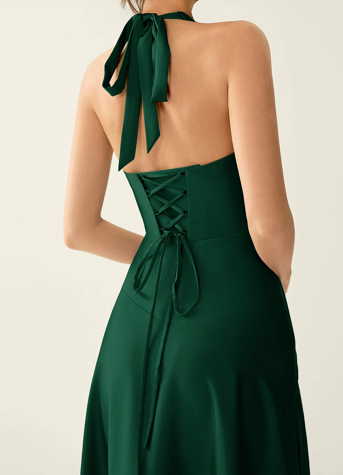 halter emerald green dress Titania Satin Ruffled Maxi open back emerald green prom dress Beige Turtleneck Long Sleeve Colour:PINE GROVE the Michelle Dress delivers floral lace color options