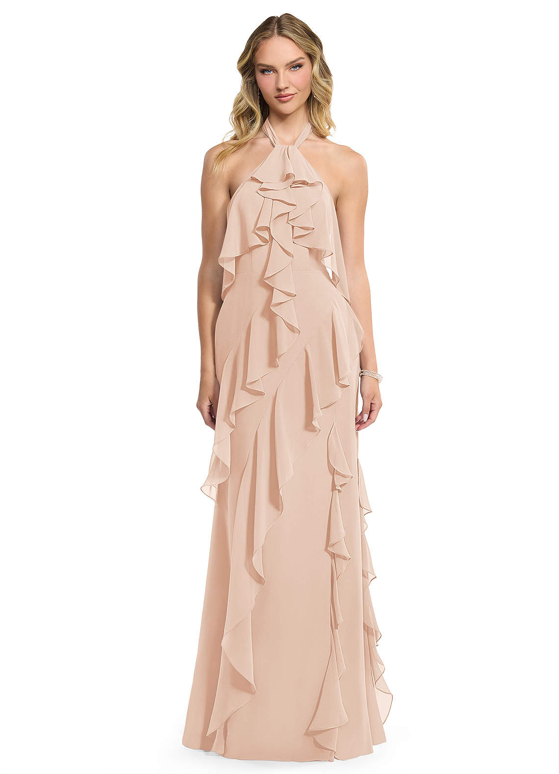 Azazie Velma At-home Try On Dresses Wisteria A-Line Side Slit Chiffon Dress image1