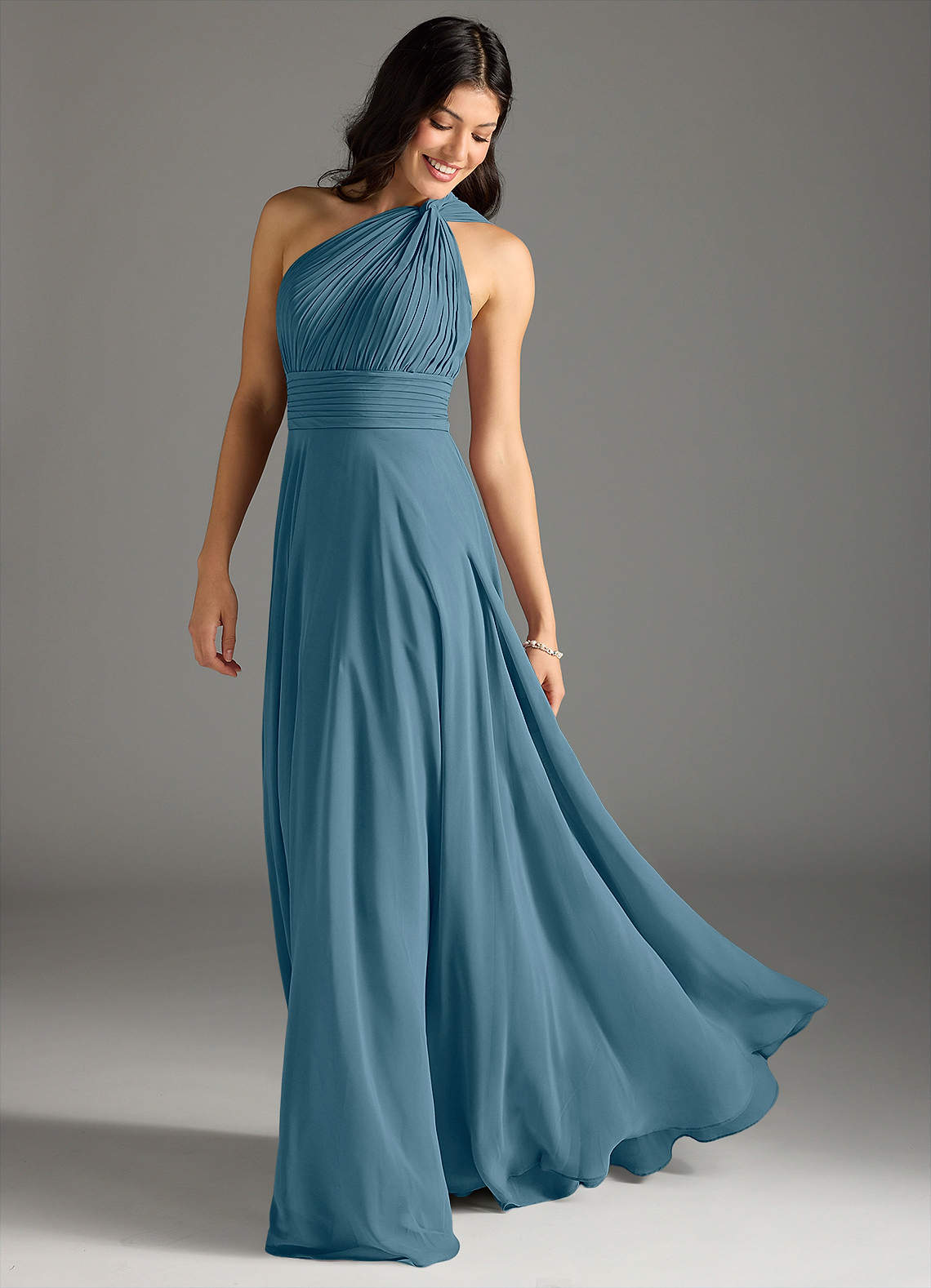 Azazie Charlize Bridesmaid Dresses Bermuda A-Line One Shoulder Chiffon Dress image1