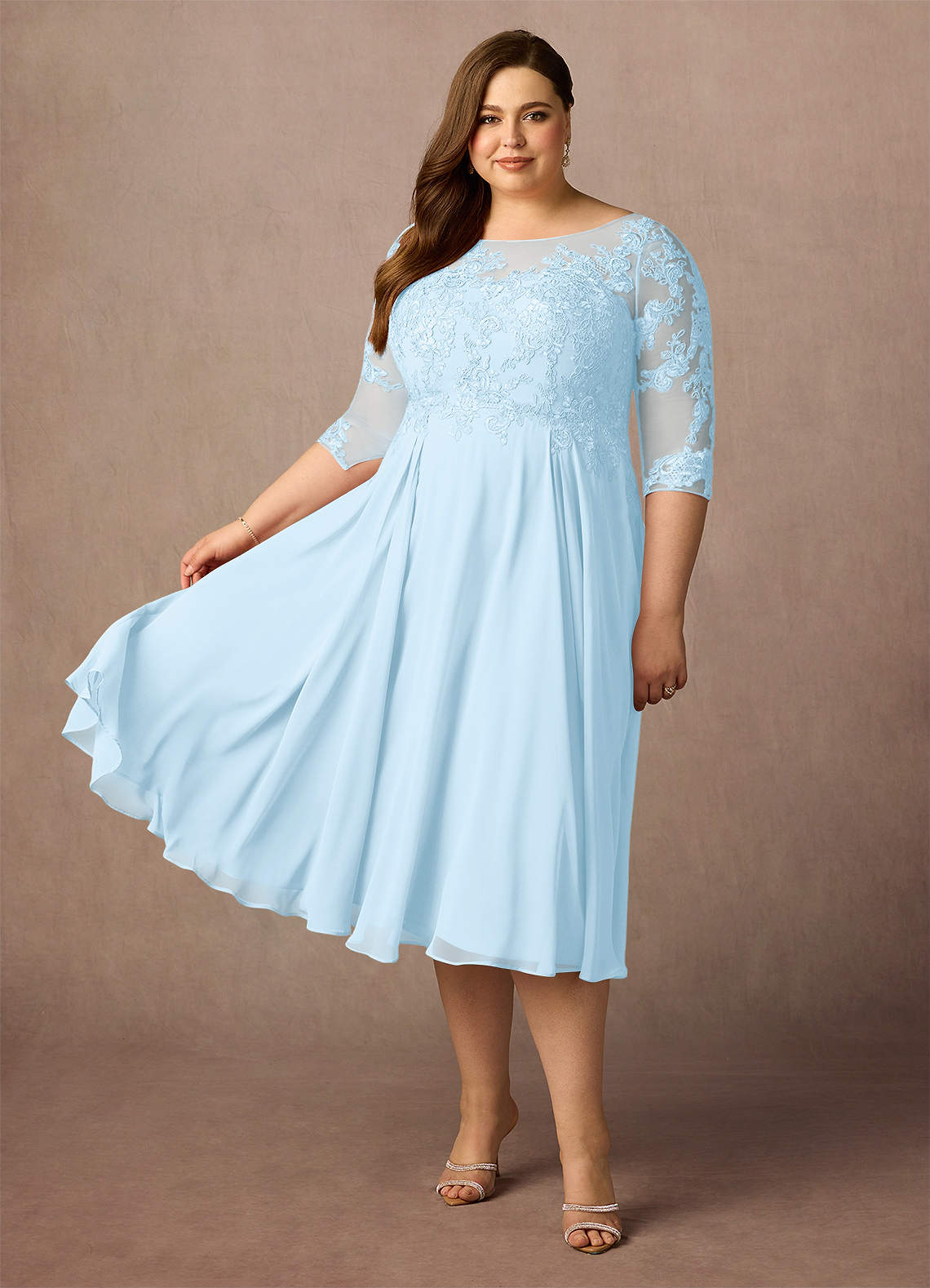 Azazie Marge Mother of the Bride Dresses Sky Blue A-Line Scoop Lace Chiffon Dress image7