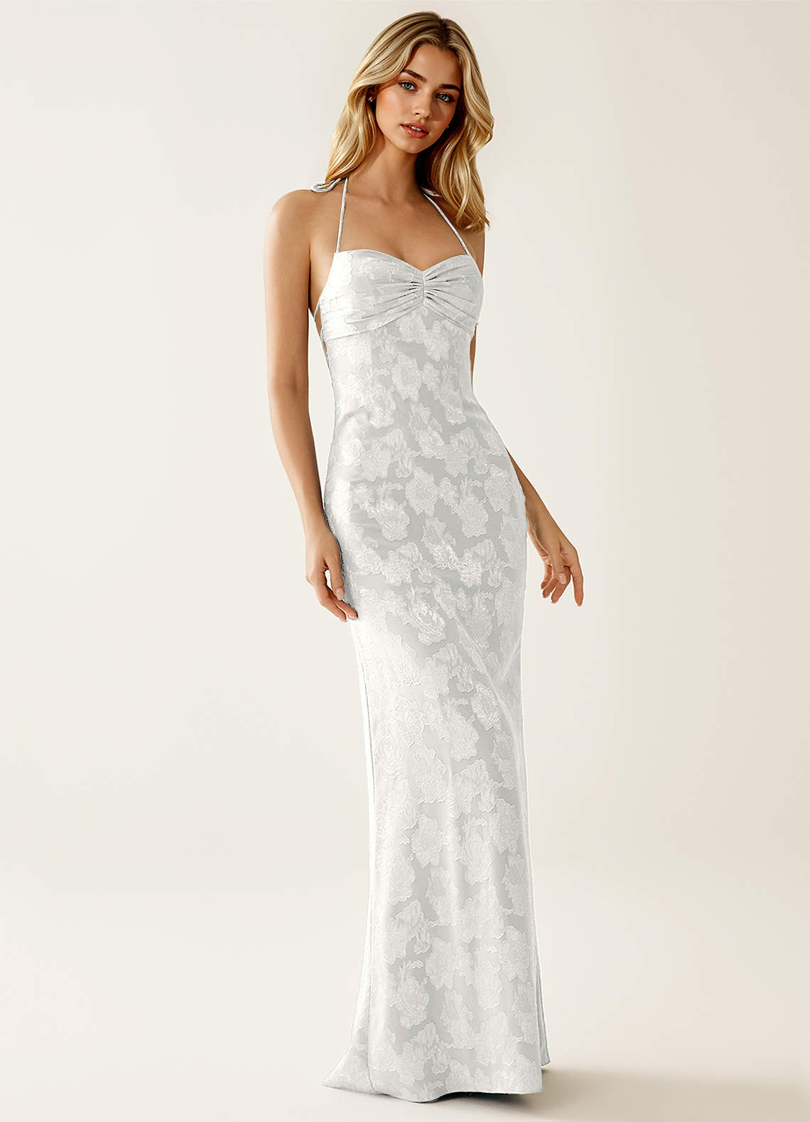 jacquard party dress Angena White Jacquard Opne Back Party Dress