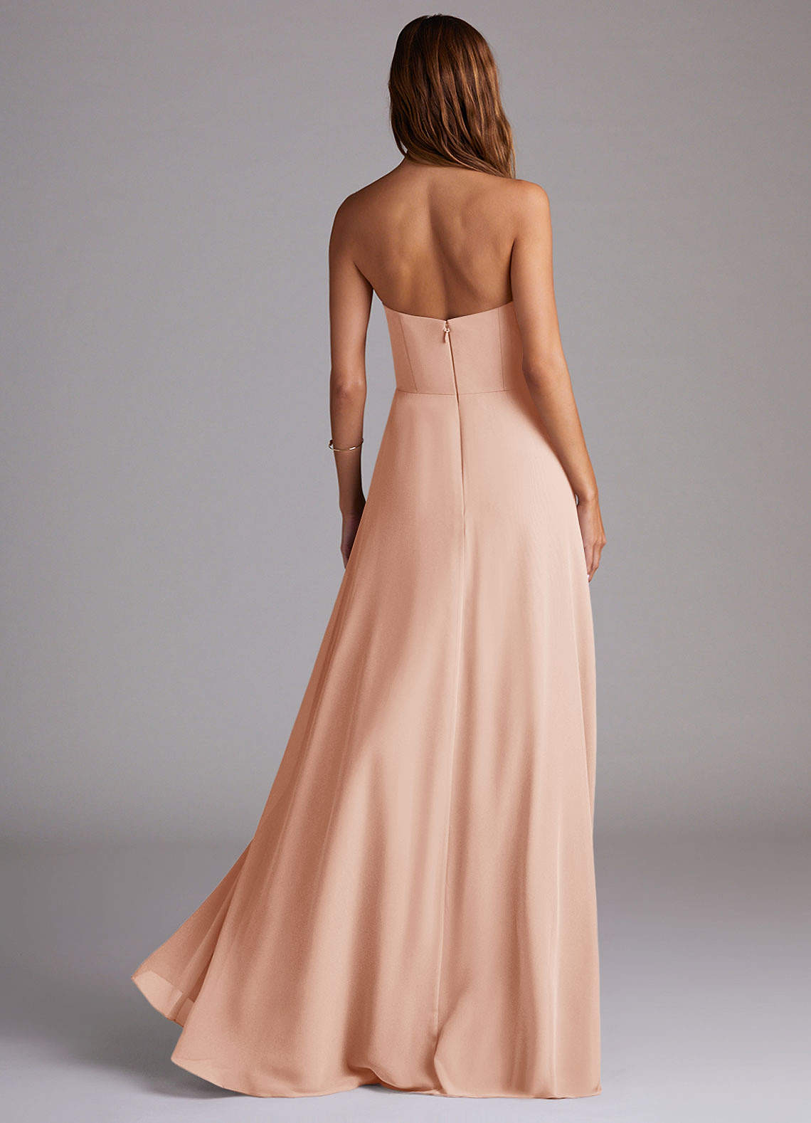 Azazie Wren Bridesmaid Dresses English Rose A-Line Side Slit Chiffon Convertible Dress image1