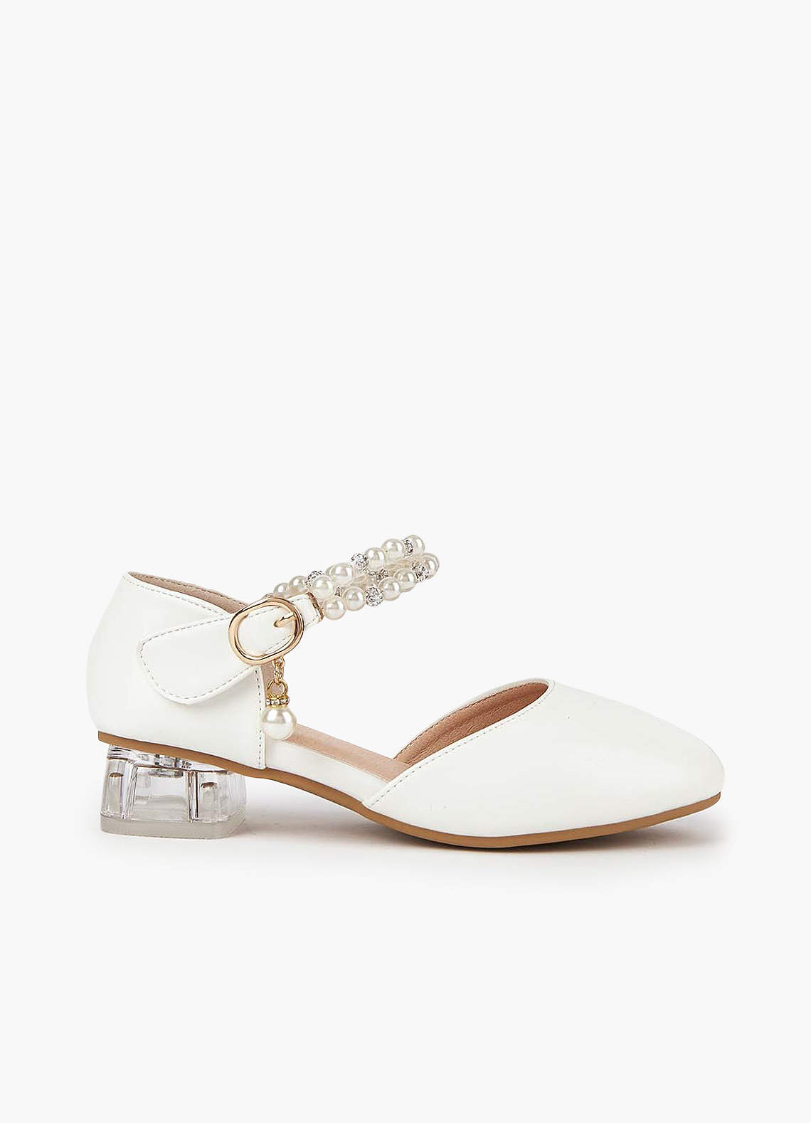 front Escarpins à talons compensés et brides en perles pour fille