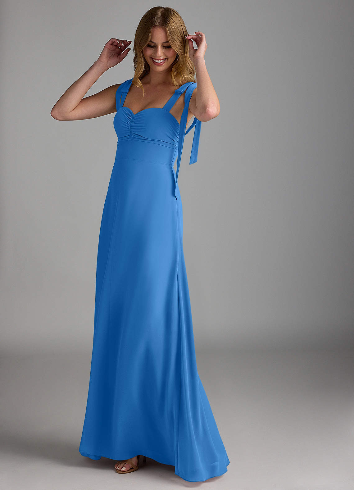 Azazie Lizet Bridesmaid Dresses Blue Jay A-Line Sweetheart Neckline Chiffon Dress image1