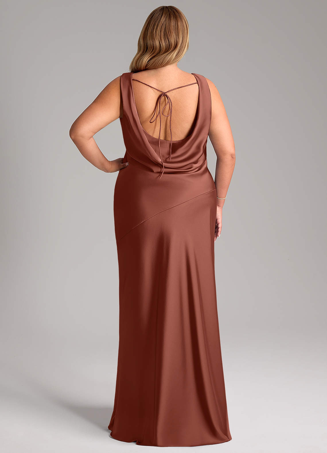 Azazie Rylina Bridesmaid Dresses Auburn Mermaid Stretch Satin Dress image7