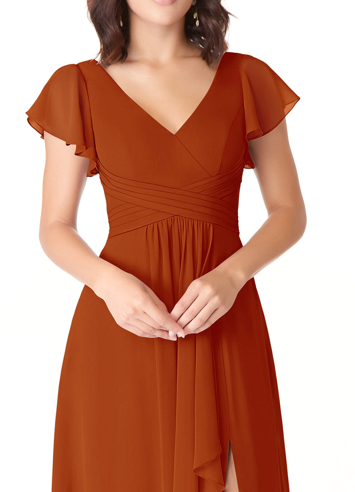 Azazie Omari Bridesmaid Dresses Paprika A-Line Chiffon Dress image4