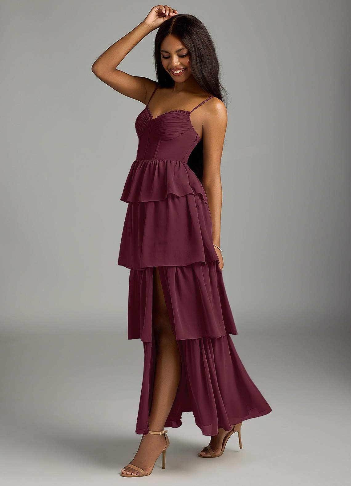 Azazie Kaiden Cabernet Chiffon Bridesmaid Dresses | Azazie CA