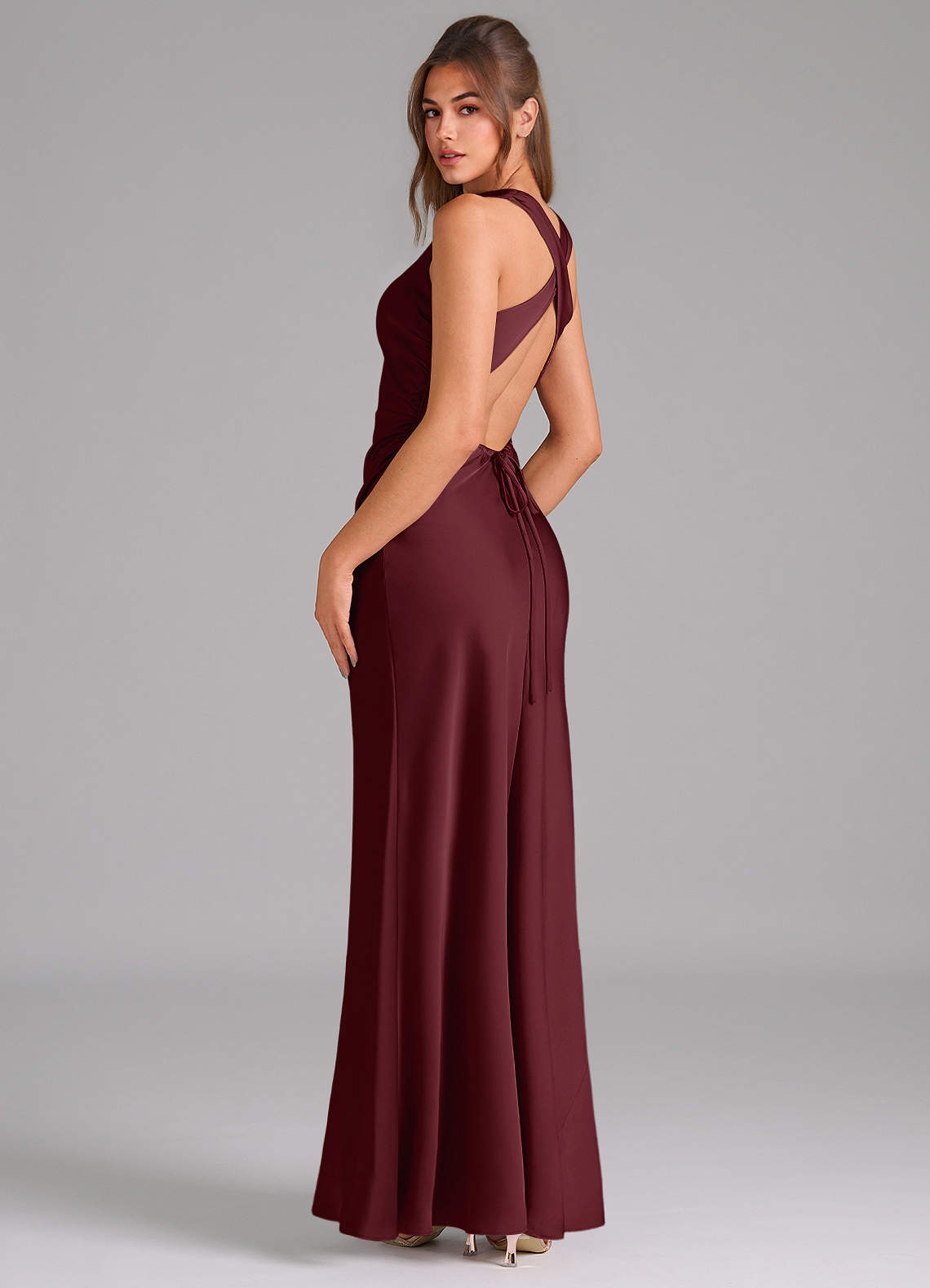 Azazie Evadne Cabernet Stretch Satin Bridesmaid Dresses | Azazie