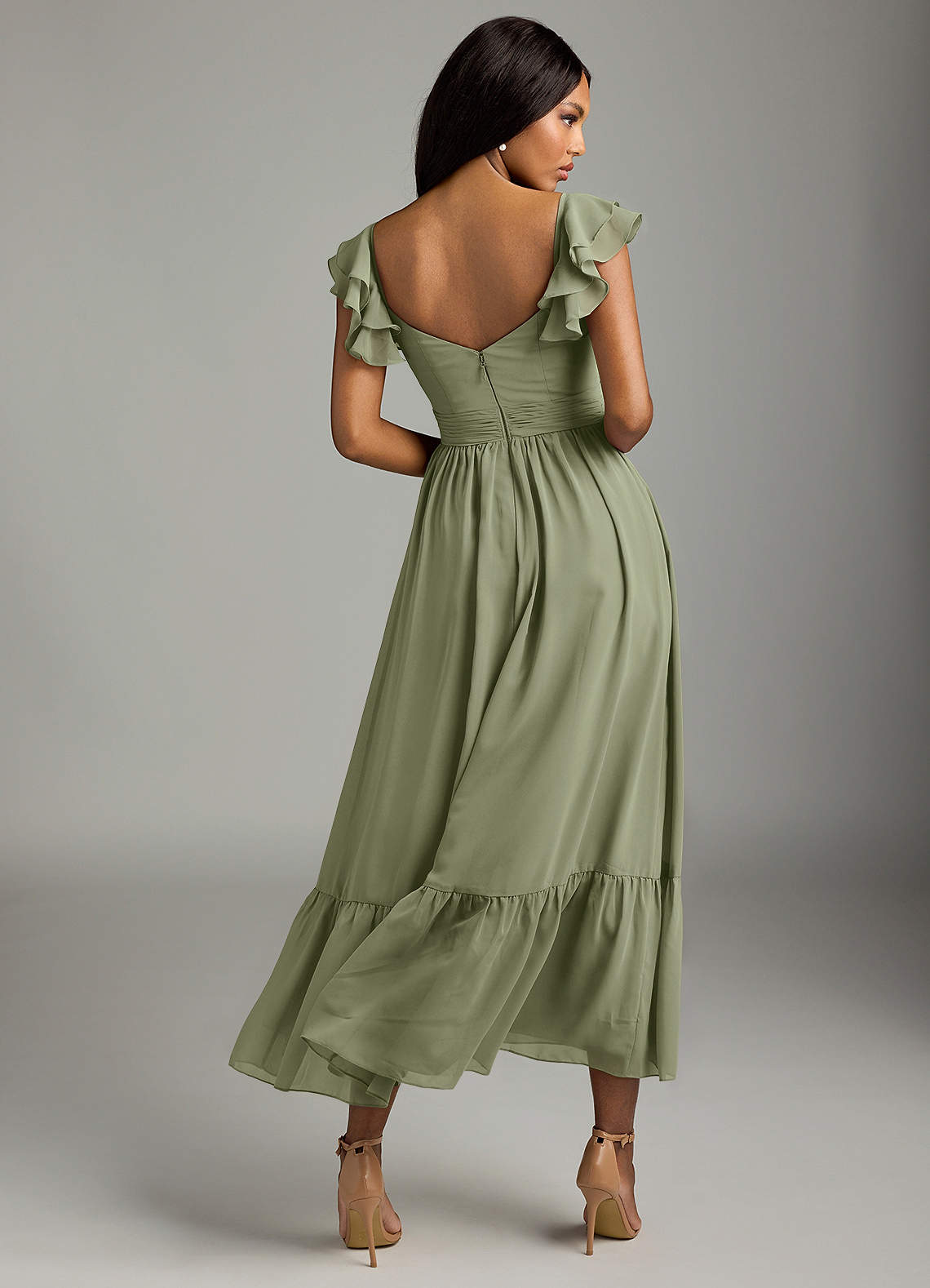 Azazie Anaya Bridesmaid Dresses Pistachio A-Line Sweetheart Neckline Chiffon Dress image4