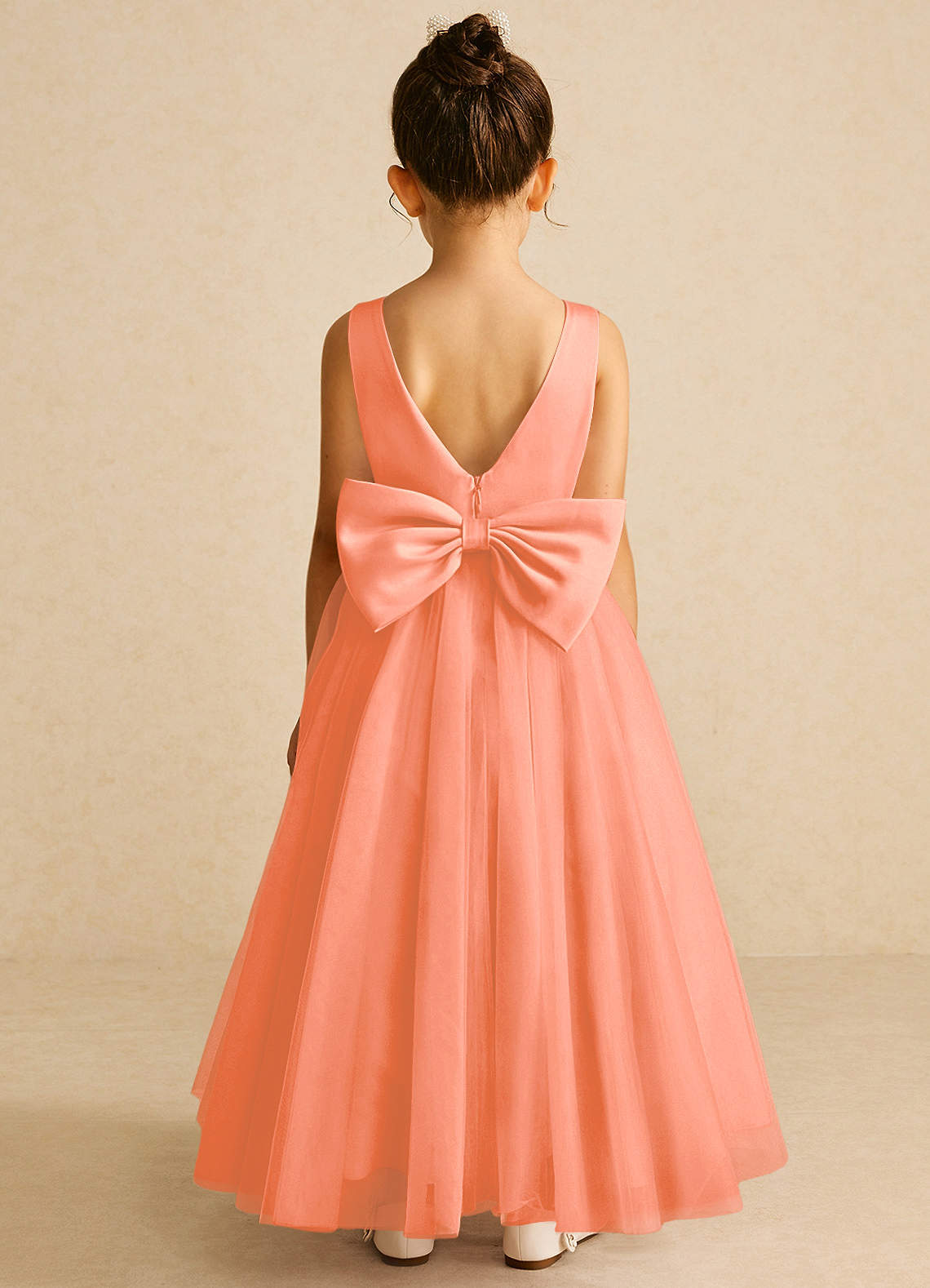 Azazie Pumpkin Flower Girl Dresses Sunset A-Line Convertible Tulle Dress image5