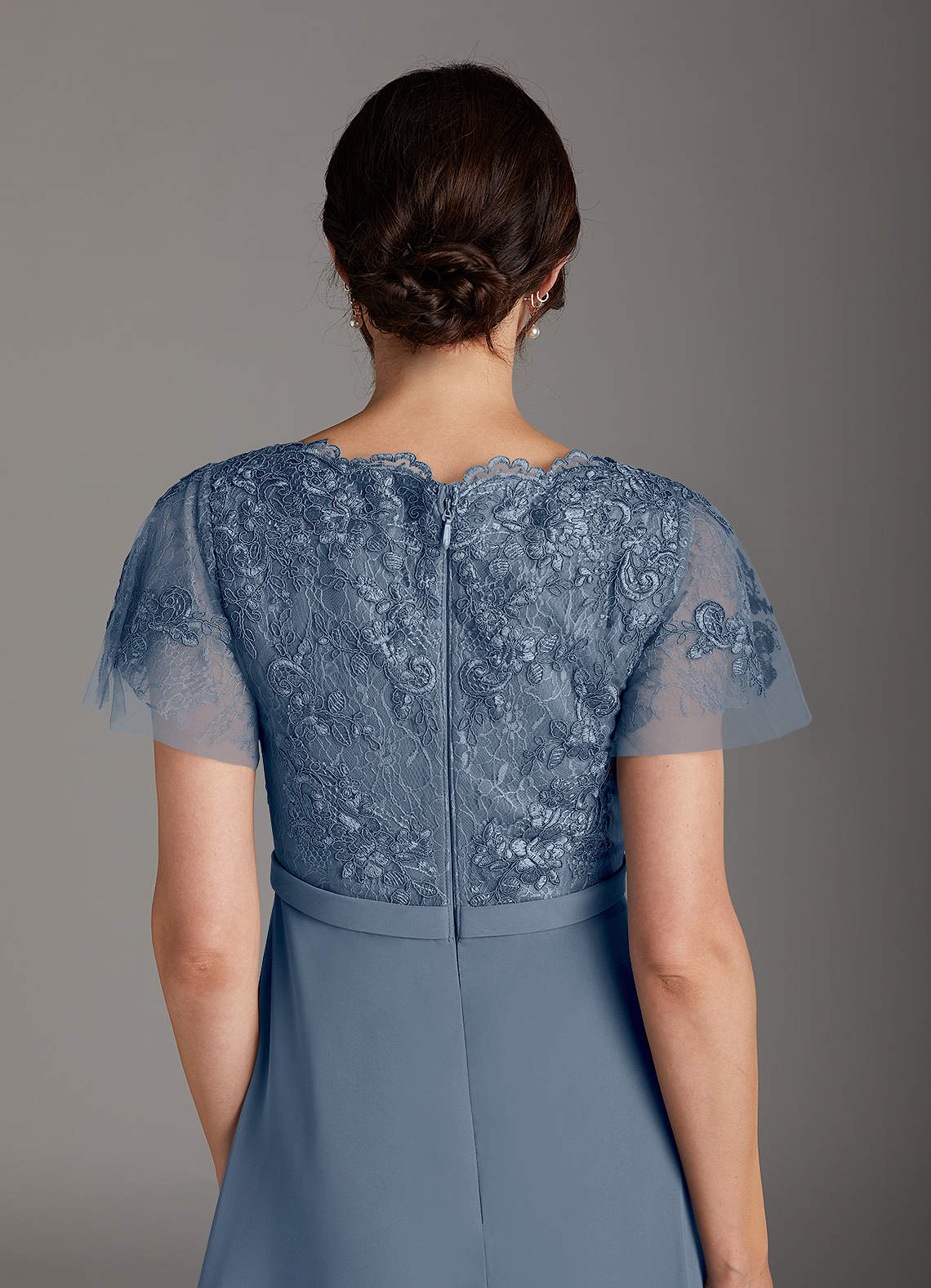 sachin and babi light blue dress Polished A-Line Chiffon Lace Scoop Short Sleeves Tea-Length Mother of the  Bride Dress