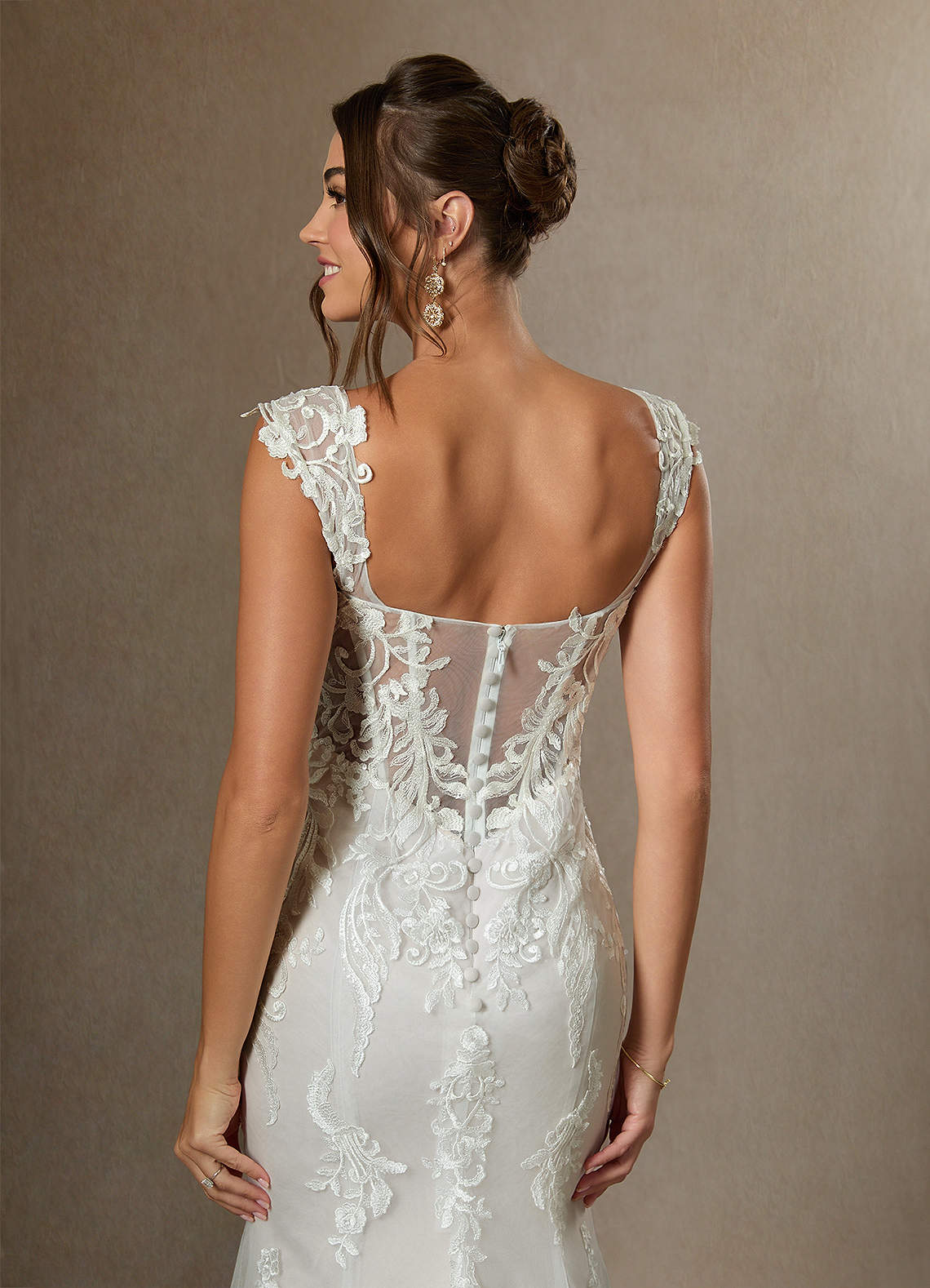 Azazie Roux Robes de mariée Robe Sirène en Satin Paillettes Blanc De Diamant image8