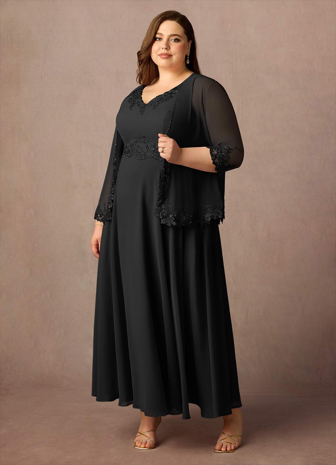 Azazie Devana Mother of the Bride Dresses Black A-Line Sequins Chiffon Dress image9