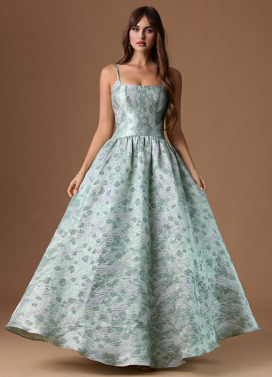 princess polly baby blue dress Mint Green Bridesmaid Dresses Darcy Modest Cap Sleeves Illusion Long C main image 1