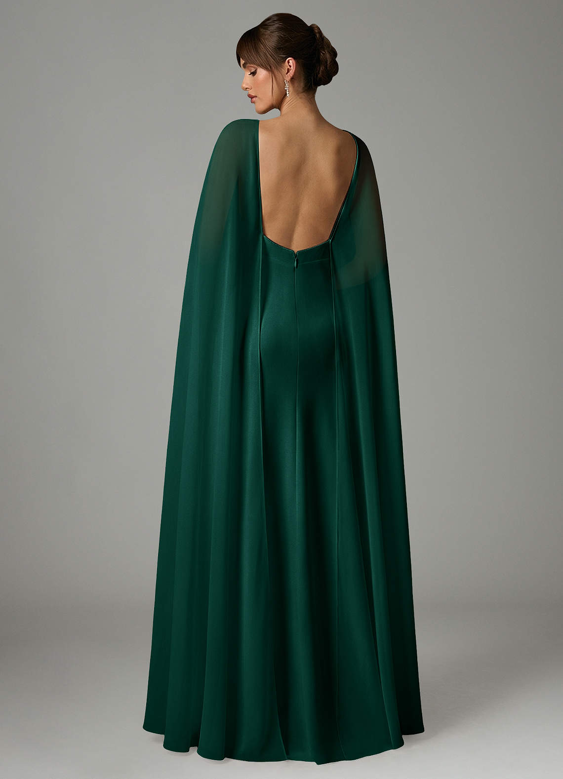 Azazie Stefania Bridesmaid Dresses Emerald A-Line Stretch Satin Dress image3