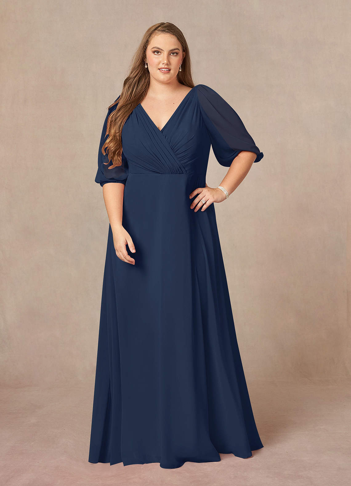 【BAU by Bride And You】Wide V-neck wool silk dress (D.navy) Designer fashion, Seoul-fully created | W Concept