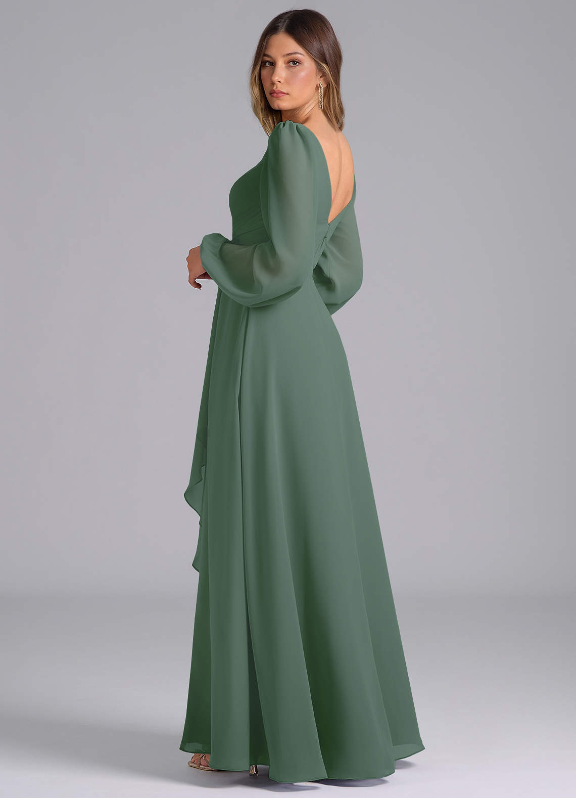 a line bridesmaid dress with sleeves Graceful Short Sleeves Lotus Leaf Backless Bridesmaids Dress Frenulum