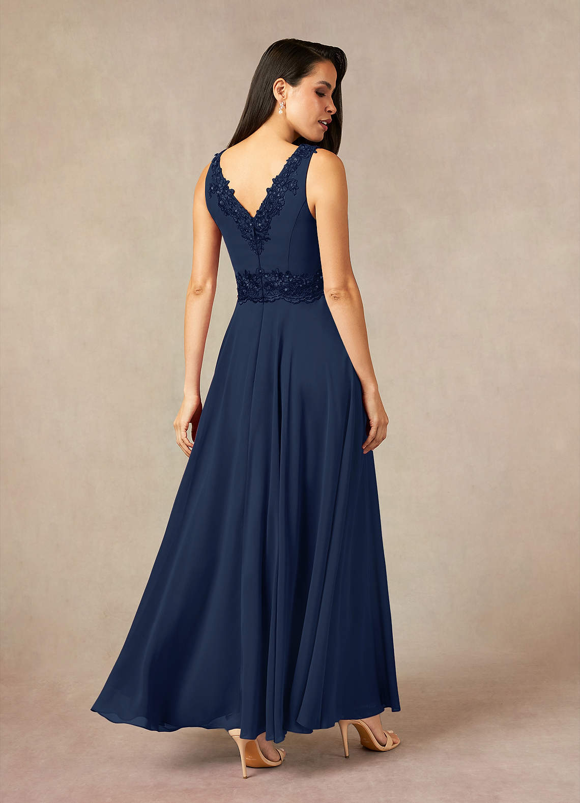 Azazie Devana Mother of the Bride Dresses Dark Navy A-Line Sequins Chiffon Dress image12