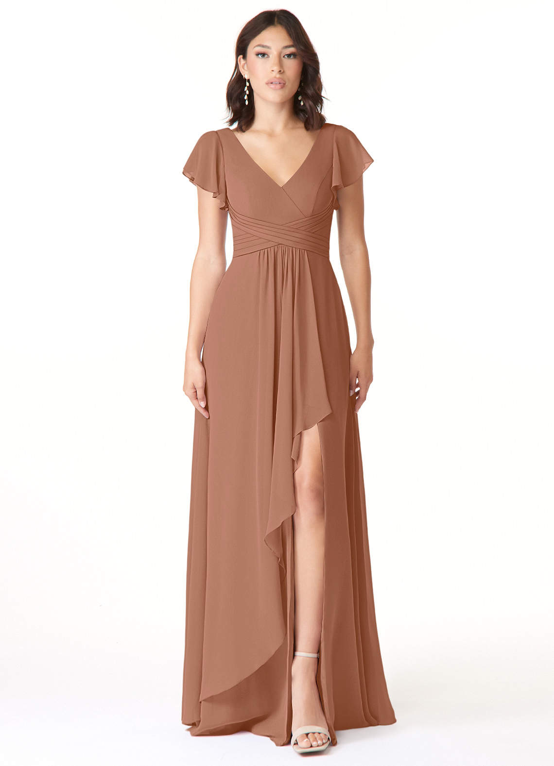 Azazie Omari Bridesmaid Dresses Bronzer A-Line Chiffon Dress image1