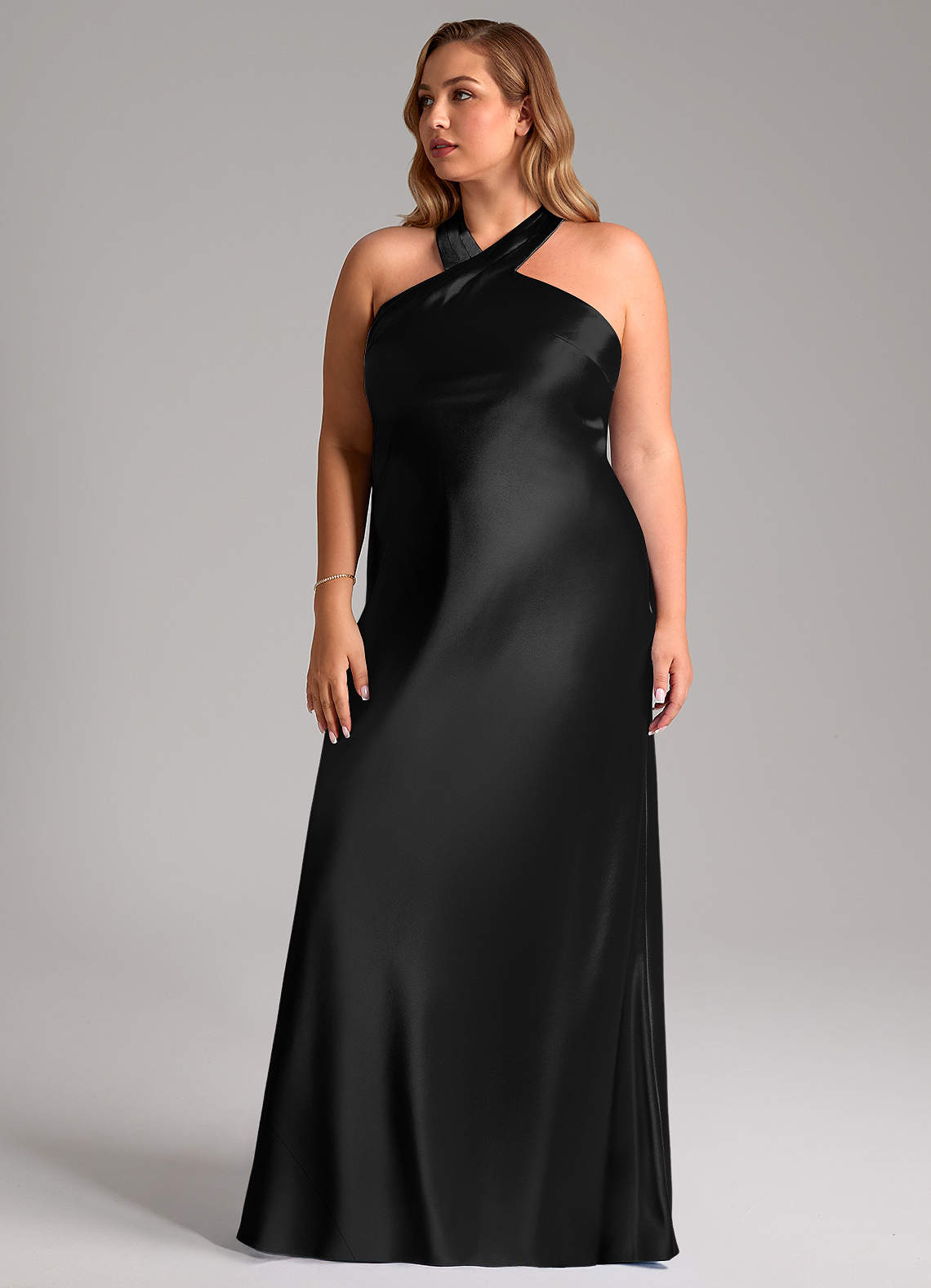 Azazie Doretta Bridesmaid Dresses Black Mermaid Bow Metallic Satin Dress image11