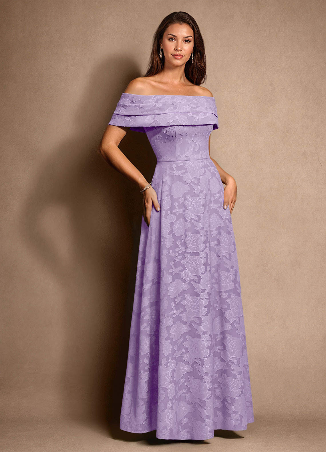 Azazie New Britain Mother of the Bride Dresses Lilac A-Line Pleated Floral Burnout Dress image1