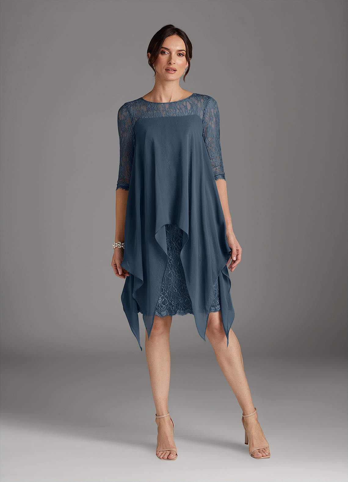 Azazie Flo Abiti per la Madre della Sposa Abito A-Line in Chiffon Pizzo Blu Nettuno image1