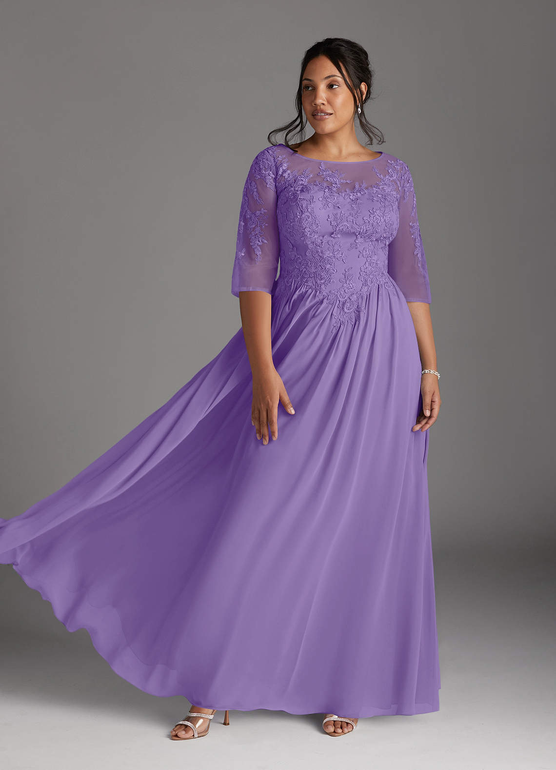 Azazie Mirielle Mother of the Bride Dresses Tahiti A-Line Scoop Lace Chiffon Dress image1