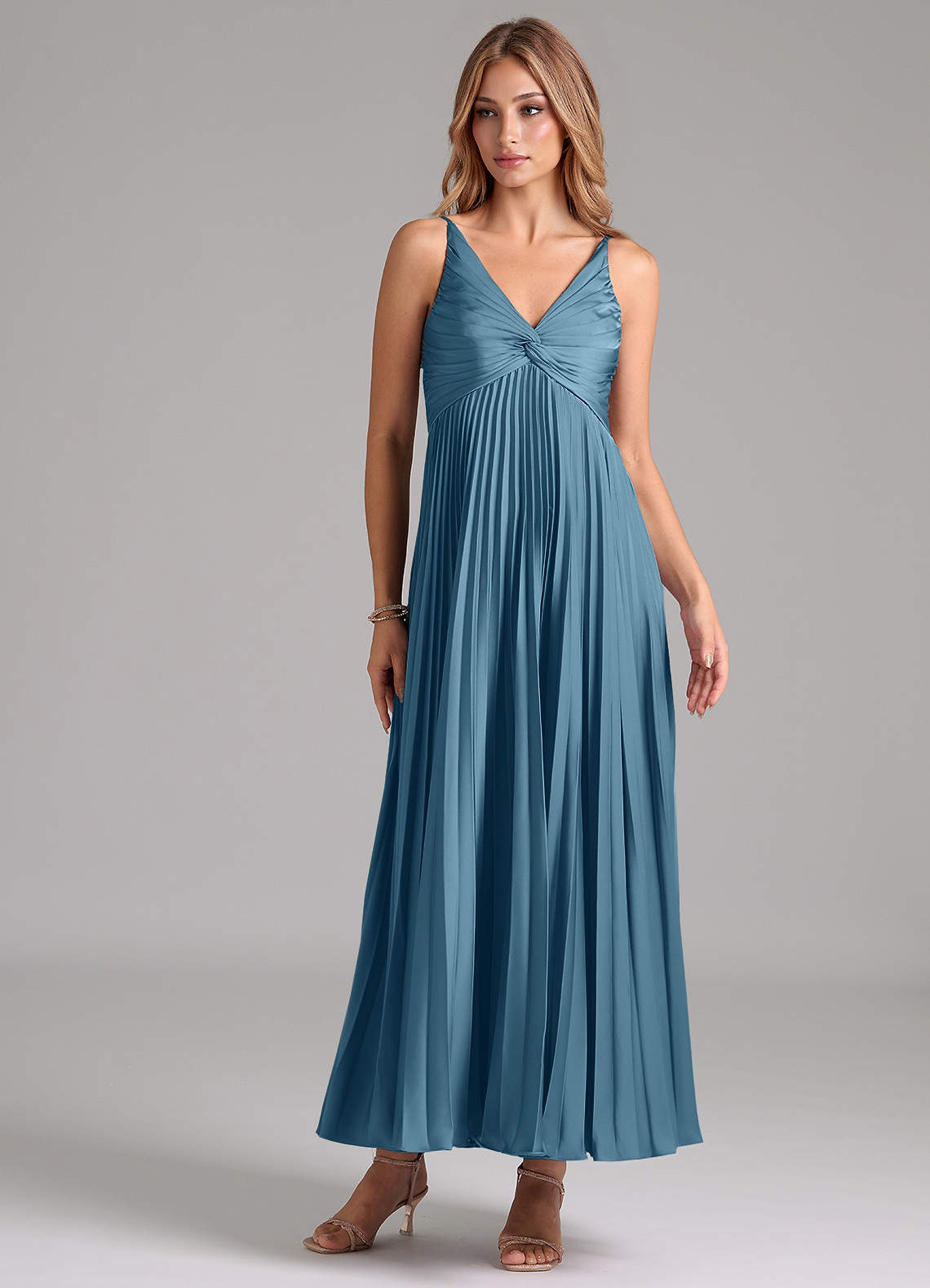 Azazie Raychelle Bridesmaid Dresses Bermuda A-Line Pleated Stretch Satin Dress image1