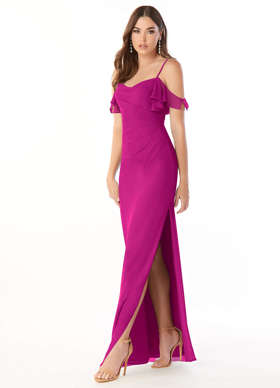 Azazie Emeralda Vestidos de damas de honor Vestido de Fucsia de Gasa de Recto con Vestidos sin tirantes image1