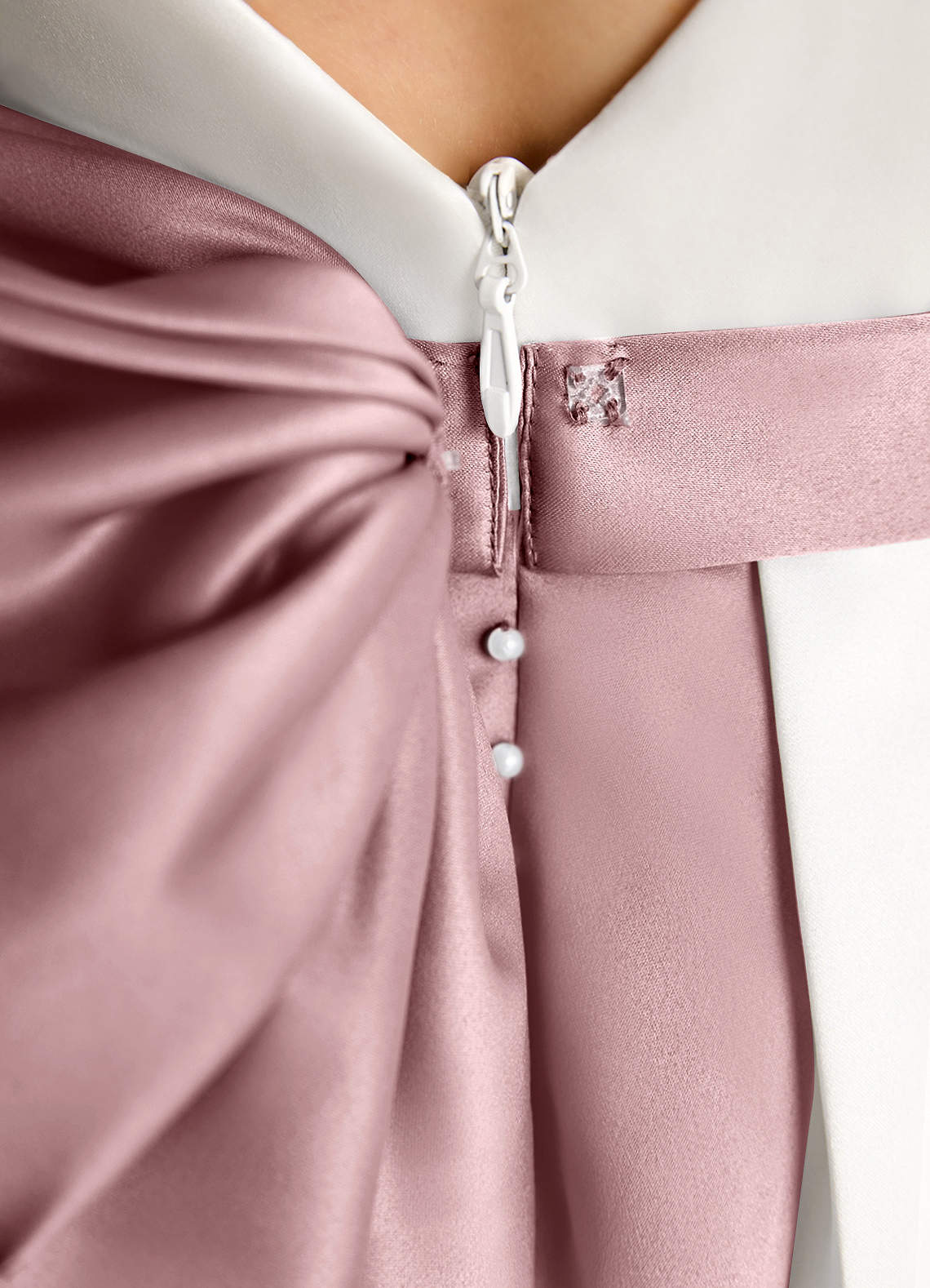 Azazie Cherry Flower Girl Dresses Ivory Dusty Rose Ball-Gown Pleated Matte Satin Dress image5