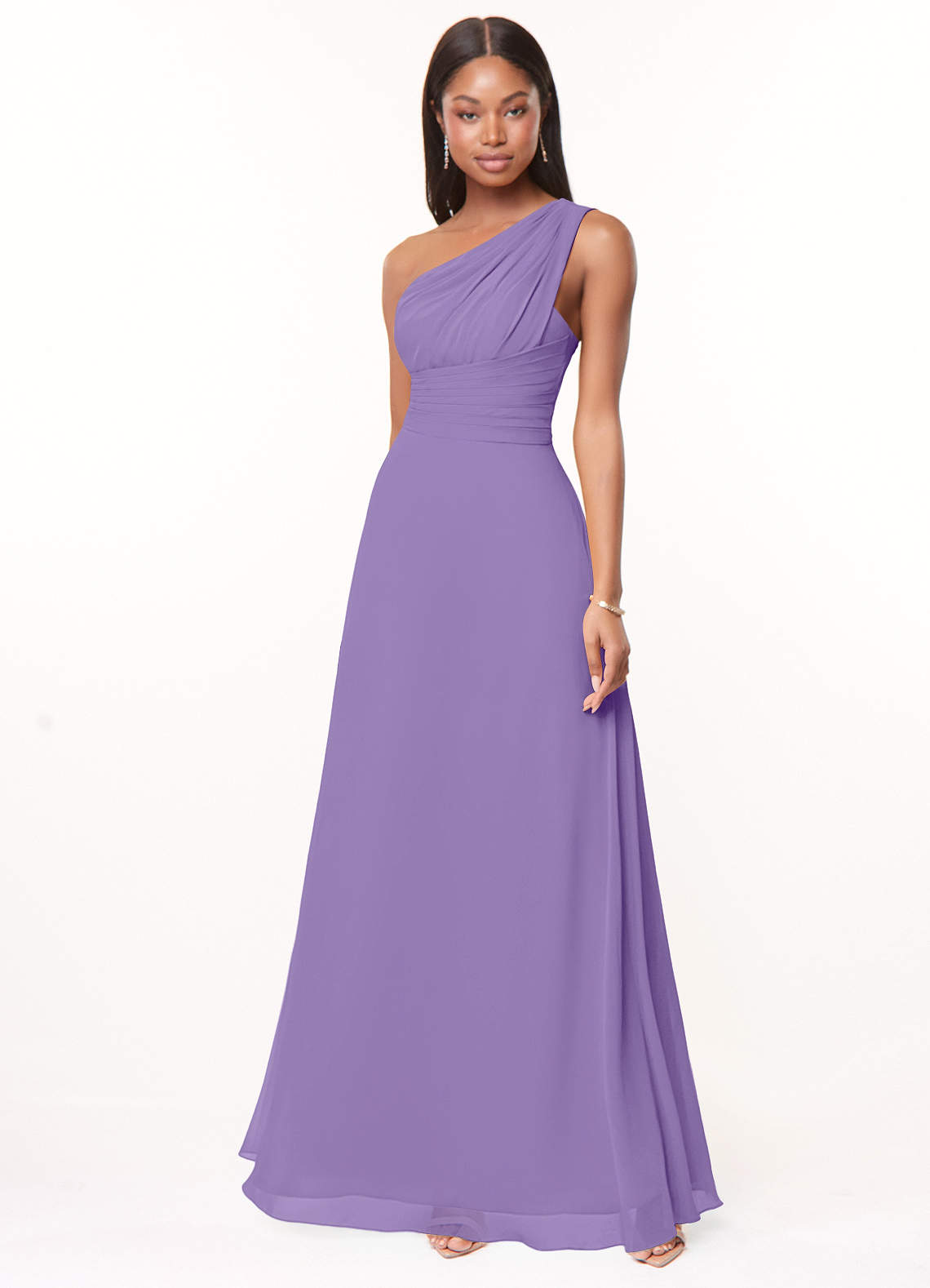 Azazie Ashley Brautjungfernkleider A-Linie Gestreift Chiffon Kleid Tahiti image1