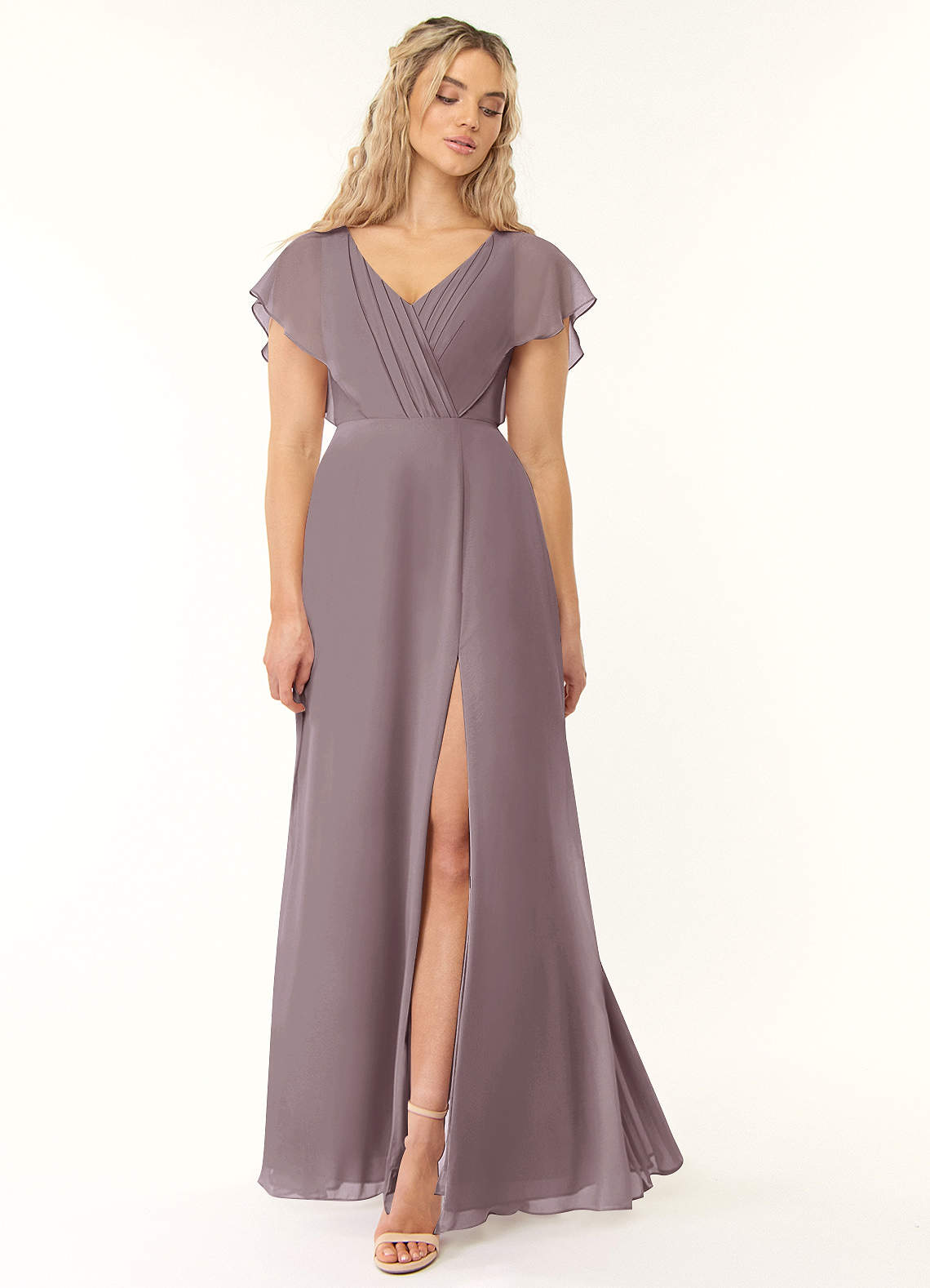 Azazie Rylee Bridesmaid Dresses Dusk A-Line Pleated Chiffon Dress image1