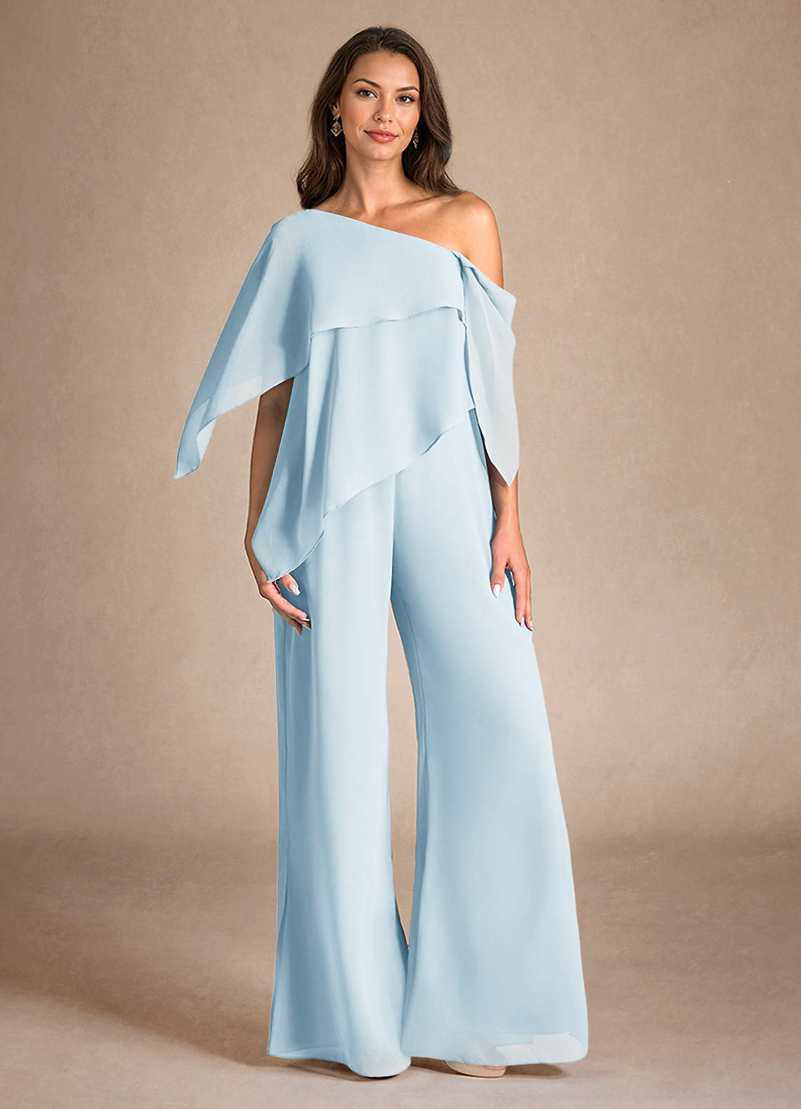 Azazie Halima Mother of the Bride Dresses Sky Blue Jumpsuit/Pantsuit Side Slit Chiffon Dress image1